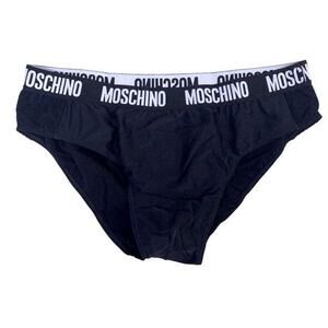 New Moschino Swim Men's XXL Swimwear Briefs Black New Slip Mesh Logo Band